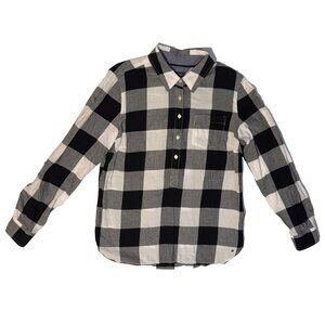 Tommy Hilfiger Black & White Plaid Half Button Up Flannel Shirt - S